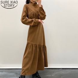 Vintage Maxi for Women Pleated Long Dress Korean Irregular Ruffled High Waist Bandage Dresses Vestido Feminino 12802 210417