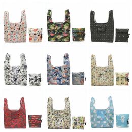 Portable Folding Storage Bag Square Fashion Environment-Friendly Polyester Shopping Bag Fruit Vegetables Handbag YL635