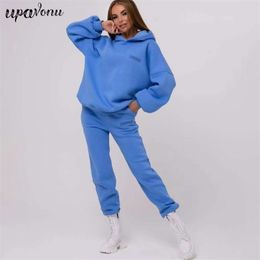 Free Autumn Women Hoodies Tracksuits Fashion Hooded Sweatshirt Two Pieces Set Casual Long Sleeve Solid Sport Pants Suit 210524