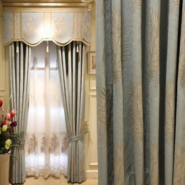 Curtain & Drapes Light Luxury European Curtains Golden Grey Blackout For Living Dining Room Bedroom