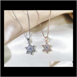 & Pendants S925 Sterling Sier Necklace Jewellery For Women Christmas Snowflake Fashion Luxury Designer Pendant Necklaces With Crystal Stone Dr