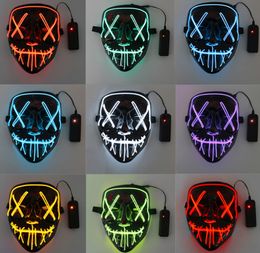 The latest 17X20.5CM led luminous mask Halloween dress up props party cold light strip ghost masks, support customization