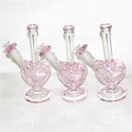 Heart Shape Glass Bongs Water Pipes Shisha Hookahs Heady Dab Oil Rigs Bong Beaker with 14mm bowl