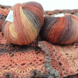 1PC 5 Rolls 50g/ball Worsted Section-dyed Rainbow Yarn 100% Pure Wool Yarn for DIY Hand Knitting Crochet Shawl Scarf Thread Y211129