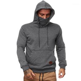 Men's Hoodies & Sweatshirts Autumn Hooded Sweatshirt With Face Cover Long Sleeve Stitching Slim Pullovers Pocket Casual Sportwear