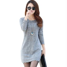 Women Sweaters Dress Pullovers Autumn Winter Knitted Sweater Knitwear Female Long Sleeve Bottoming Dresses Big Size