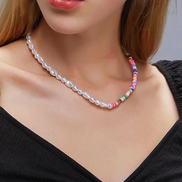 Chokers Baroque Freshwater Pearl Necklace For Women Bohemian Multi-Color Glass Beads Fashion Female Choker Wedding Jewelry Drop