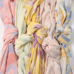 Gradient Tie-dyed Chiffon Scarf Hijabs Printed Shawls Women Large Size Muslim Headscarf