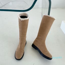 Boots Shoes Winter Lady Sexy Thigh High Heels Round Toe Boots-Women Plush 2021 Over-the-Knee Flat Rubber Med Lolita