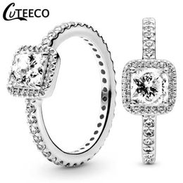 CUTEECO Fashion Eternal Elegance Silver Colour Finger Wedding Ring for Women Simple Shiny Stacked Ring Engagement Jewellery X0715