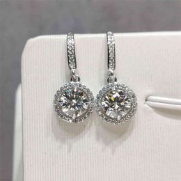 Classic 925 Sterling Silver 0.5- 1 Carat Pass Diamond Tester Brilliant Cut D Colour Heart Moissanite Drop Earrings Women Jewellery