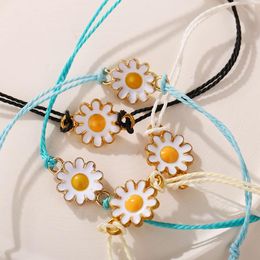 Link, Chain Woven Braided String Rope Bracelet Handmade Daisy Flower Bangle For Women Men Weave Travel Party Wrist Jewellery