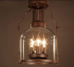 Loft Vintage Industrial LED Rust Glass Cafe Bar Pendant Lamps Restaurant Bedroom Ceiling Light Droplight Deco