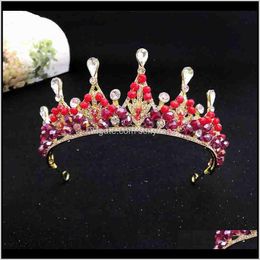 Clips & Barrettes Jewellery Drop Delivery 2021 Forseven Handmade Simple Gold Colour Crown Rhinestone Beads Tiaras Bride Wedding Headband Headpei