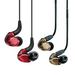 Top Seller SE535 In-Ear HIFI Earphones Noise Cancelling Headsets Handsfree Headphones with Retail Package Red Gold 2Colors Earphone