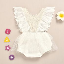 Summer Rompers baby creeper white lace mesh skirt ha baby girl Princess