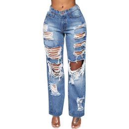 Pants Female Women's Jeans Large Size Boyfriend Jean Women y2k High Waist Mom Ripped Stright Trousers 6236 211129