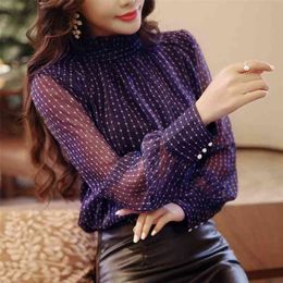 arrived spring blouse women long sleeved shirt female fashion loose blouse office lady clothing 210518