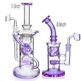 klein recycler Real image purple glass bongs Hookahs fab egg showerhead perc Ground with 14 mm female joint