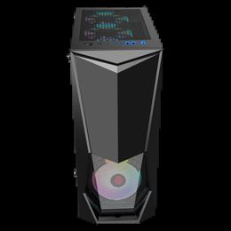GAMEKM ATX Tower Computer Gaming Case Wide Special-Shaped Water Cooling Desktop Support M-ATX/ ITX Motherboard for PC - Black