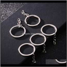 Keychains Fashion Drop Delivery 2021 Polished Sier Colour 30Mm Keyring Keychain Split Ring With Short Chain Rings Women Men Diy Key Chains Aes