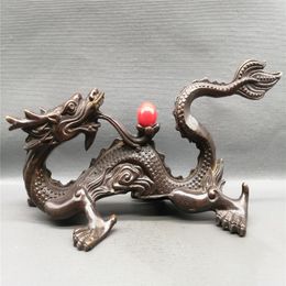 Pure copper dragon copper dragon ornaments Fengshui ornaments home study office home back dragon set pen rack