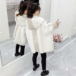 New Arrival Girls Woolen Coat Winter Thicken Children's Clothes Warm Outwear Kid's Long Coat Korean Style Solid Color Overcoat H0909