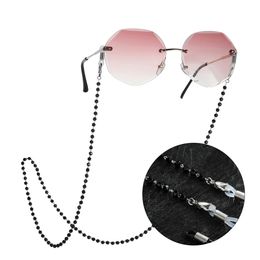 Sunglasses Chains Black Crystal Beads Eyeglasses Necklace Metal Cord Lanyard Eyewear Necklace Jewelry Gift