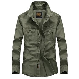 Brand Military Army Shirt Men Spring Autumn 100% cotton Long Sleeve Mens Shirts Plus Size 4XL 5XL 6XL Camisa Masculina 210721