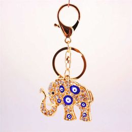 Lucky Evil Eye Charms Keychain Elephant Pendent Tassel Key Chain Men Women Fashion Jewelry Car Key Chain G1019