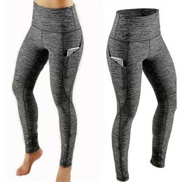 Pantaloni da donna Capris Ly Align vita alta elasticizzata pancia bottino dimagrante leggings BuLift con tasche per allenamento fitness M99