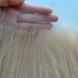 Peruvian Human Hair 5X5 Blonde Color Lace Closure Baby Hairs Middle Three Free Part Straight 10-22inch
