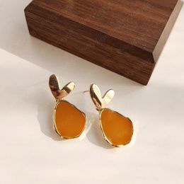 Simple Korean Fashion Dangle Earrings For Women C Shaped Gold Silver Colour Metal Chain Earring