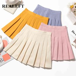 Spring Summer Women Solid Pleated Mini Skirts High Waist Multi Colors A-Line Short Students Girls Saia 210428