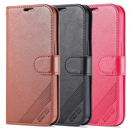 Wallet Phone Cases for iPhone 14 13 12 11 Pro X XR XS Max 7 8 Plus Lambskin Texture PU Leather Flip Kickstand Cover Case with Card Slots