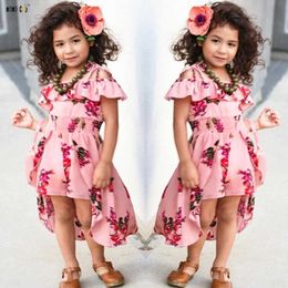 Child Clothes Girl Floral Dresses Summer Off Shoulder Ruffles Dress Princess Vestido Kid Costumes 3 4 5 6 7 8 9 10 11 12 Years Q0716