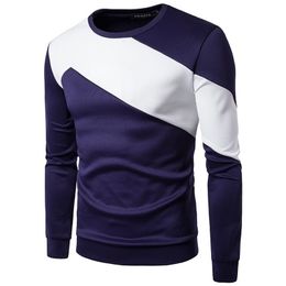 ZOGAA Men's Long Sleeved T-shirt Sweater Stitching Loose Sweatshirts 211008