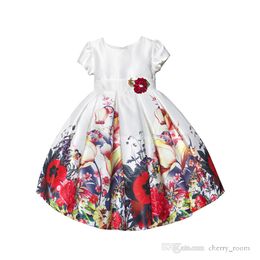 summer baby girls flower princess dress fashion floral kids party Formal dresses children short sleeved Ball Gown Boutique Clothing S1371