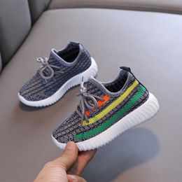 Baby Sneakers Fashion Children Knitted Breathable Flat Shoes Kids Girls Boys Casual Stretch Mesh Sport Run Sneakers X0027 G1025