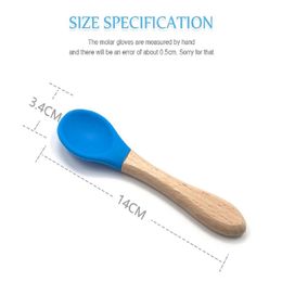 Bamboo Baby Spoon and Fork Set Soft Silicone Tip Baby Feeding Spoon Food Grade Silicone Training Spoon Toddler Cutlery ZZE6082