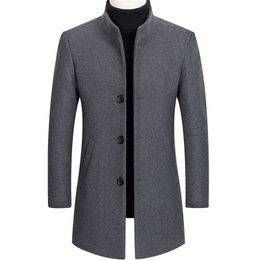 Thoshine Brand Autumn Winter 30% Wool Men Thick Coats Stand Collar Male Fashion Wool Blend Jackets Outerwear Smart Casual Trench 211106