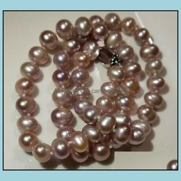 Beaded Necklaces & Pendants Jewelry 9-10Mm Purple Natural Pearl Necklace 18Inch Bridal Choker Gift Drop Delivery 2021 Q3Rkg