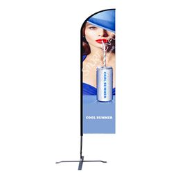 5.5m Promotion Campaign Flag Banner Display with Single or Double Fabric Printing Graphic Durable Steel Cross Base Portable Carry Bag