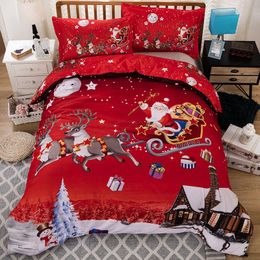 Bedding Sets Size King Size Christmas Conjunto Infantil Festival Presente Tampa de edredão Twin Double Queen Red Papai Noel Claus Capces sem lençol