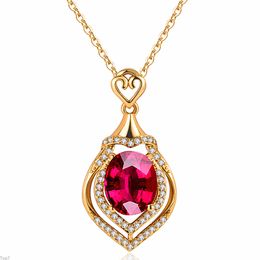 Crystal Womens Necklaces Pendant red Plated Red heart-shaped buckle Drop gold Silver