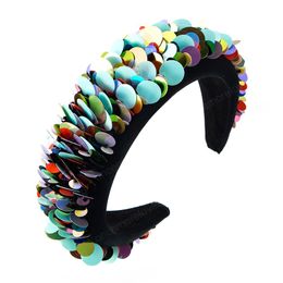 Multi Color Sequins Headband for Woman Temperament Sponge Hairband Princess Party Hair Accessory Tiara Crowns