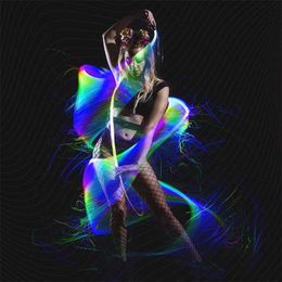 PROGRAMMABLE LED Fiber Optic Whip 70inch 360 Swivel - Super Bright Light Up Rave Toy EDM Pixel Flow Lace Dance Festival 211216