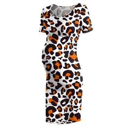 Maternity Dresses Fashion Pregnant Dress Leopard Print Women Mom Pregnancy Summer Clothes Robe Femme