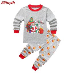 Boys Christmas Pyjamas Sets Pijama Infantil Girls Nightgown Santa Pjs Gecelik Koszula Nocna Cartoon Pyjamas Kids Pyjama Set 211130