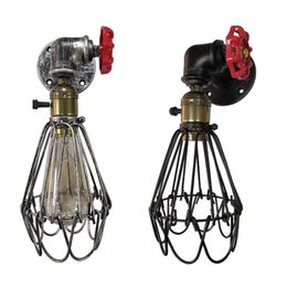 Wall Lamp Creative Water Pipe Birdcage Iron Light Retro Industrial Wind E27 For Clothing Store Restaurant Bar Coffee Shop